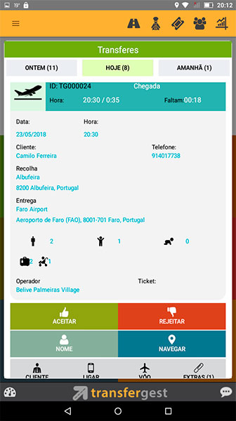 Aplicação gestão de transfers